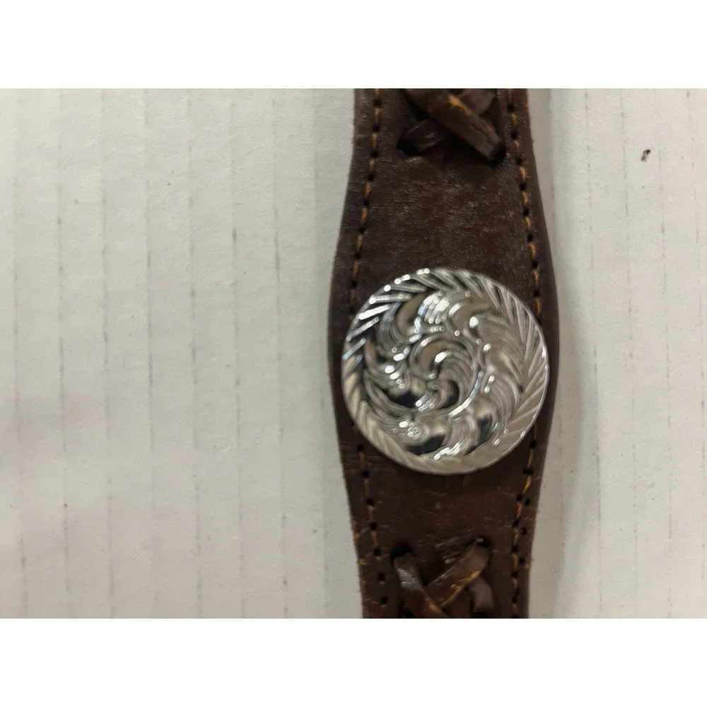 Unbranded Leather‎ Belt Mens 32 Brown Vintage Western Concho Braided Scalloped